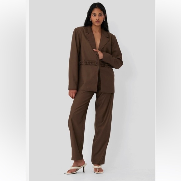 SET of NEW C/MEO COLLECTIVE Set Subtraction Blazer and Pants in brown small